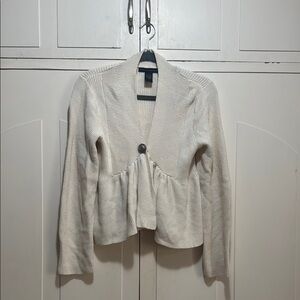 Cream Textured Open Front Cardigan